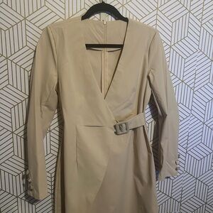 Elegant Beige Wrap Dress